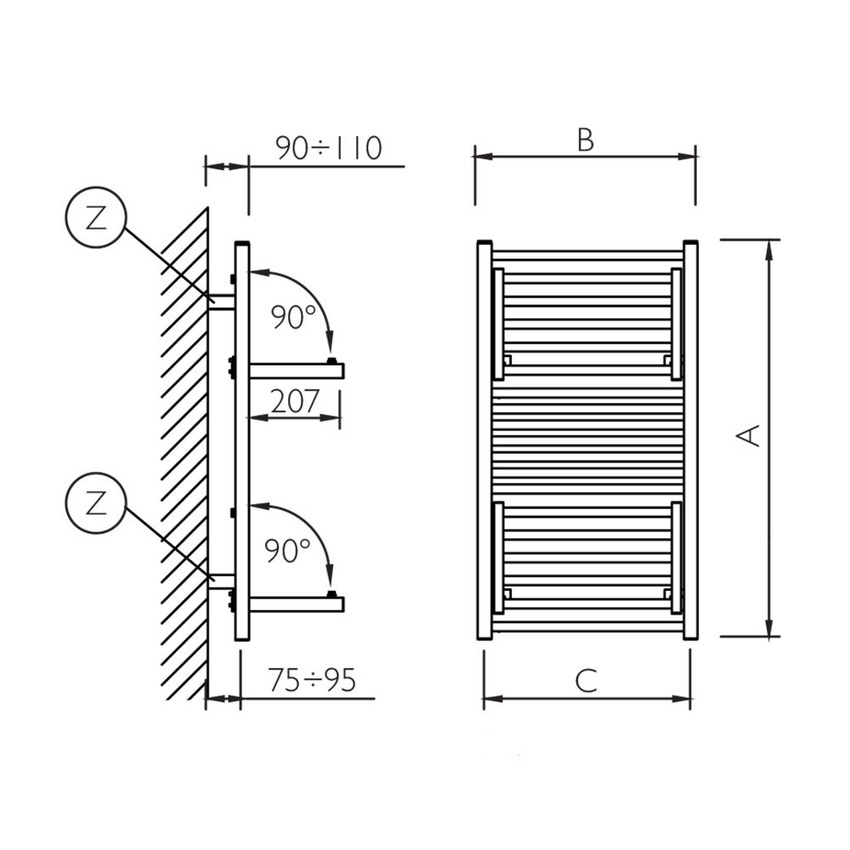 Immagine di Deltacalor STENDY SHORT scaldasalviette stendino H.86,2 L.58 cm, finitura cromo SS086058C