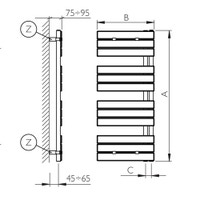 Immagine di Deltacalor FLAG scaldasalviette H.114,2 L.50 cm, colore pastel window grey finitura lucido FA114050S7040G