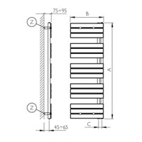 Immagine di Deltacalor FLAG scaldasalviette H.144,8 L.50 cm, colore pastel window grey finitura lucido FA144050S7040G