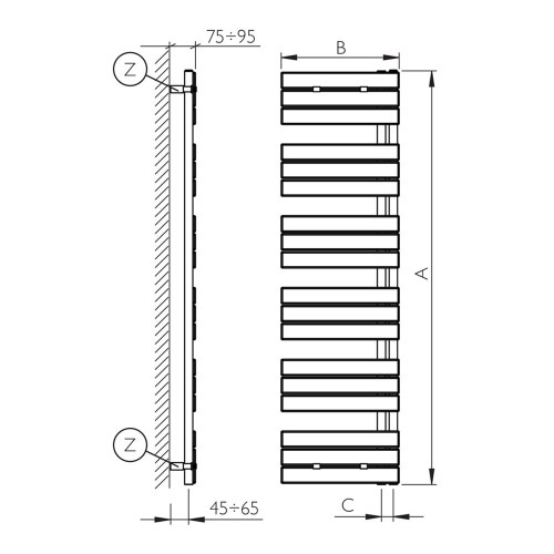 Immagine di Deltacalor FLAG scaldasalviette H.175,2 L.50 cm, colore pastel window grey finitura lucido FA175050S7040G