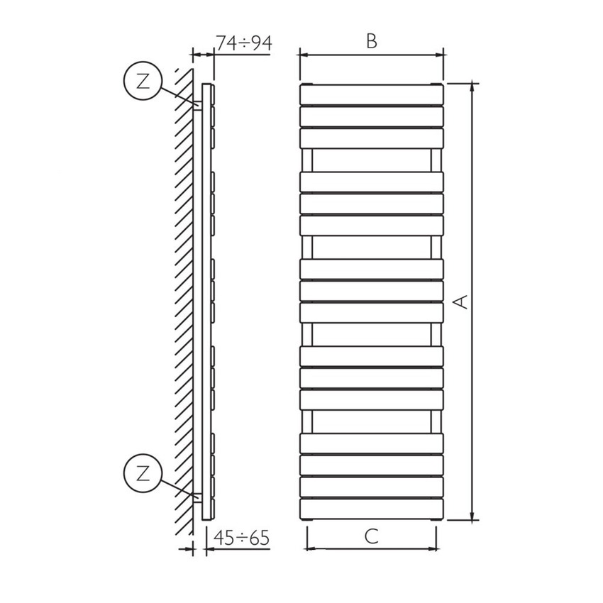 Immagine di Deltacalor FLY scaldasalviette H.152,2 L.75 cm, colore pastel grey beige finitura lucido FY150075S1019G