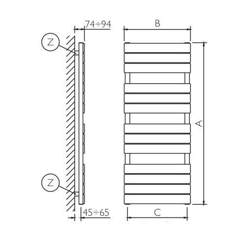 Immagine di Deltacalor FLY scaldasalviette H.121,8 L.50 cm, colore pastel traffic white finitura opaco FY120050R9016M