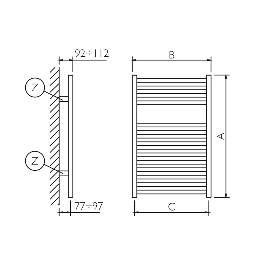 Immagine di Deltacalor RIGHT scaldasalviette H.82,3 L.43 cm, colore bianco RG082043B