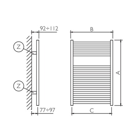 Immagine di Deltacalor RIGHT scaldasalviette H.82,3 L.58 cm, colore bianco RG082058B