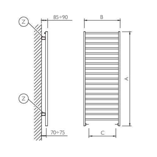 Immagine di Deltacalor SLIM C scaldasalviette H.130 L.50 cm, finitura cromo SC130050C