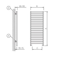 Immagine di Deltacalor SLIM C scaldasalviette H.130 L.60 cm, colore pastel traffic white finitura lucido SC130060S9016G