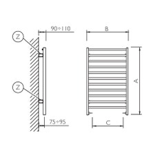 Immagine di Deltacalor SLIM Q scaldasalviette H.81 L.50 cm, colore bianco SQ081050B