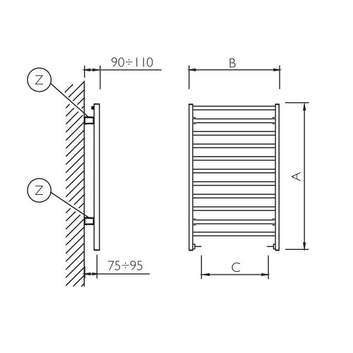 Immagine di Deltacalor SLIM Q scaldasalviette H.81 L.50 cm, colore bianco SQ081050B