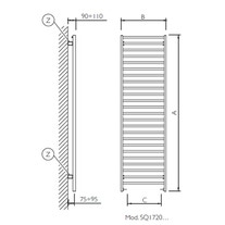 Irsap DEDP049Z01IRNNN001 DEDALO ELETTRICO scaldasalviette di design, H.90 L.49,8  P.9 cm, colore bianco