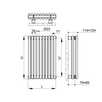Immagine di Irsap ARPA23_2 radiatore verticale 20 elementi, H.65 L.67,4 P.7 cm, colore bianco finitura lucido SI206502001IR01A01