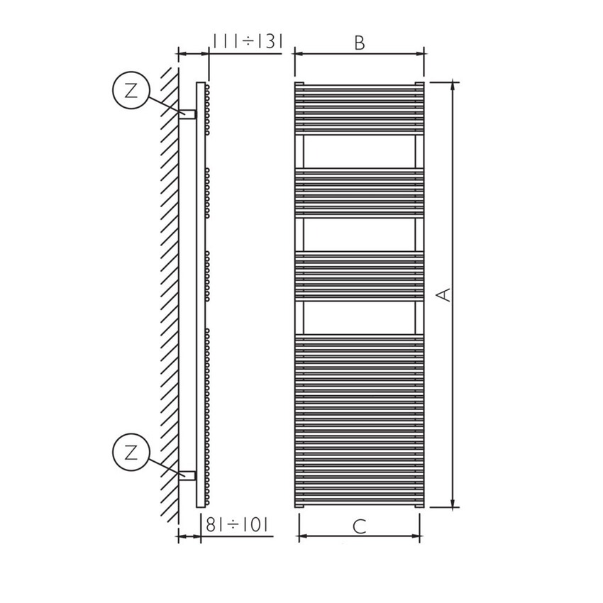 Immagine di Deltacalor HEGO 13 scaldasalviette cromato h 1480 mm HG13148045C