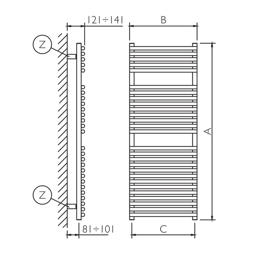 Immagine di Deltacalor HEGO 23 saldasalviette cromato h 1170 mm HG23120045C