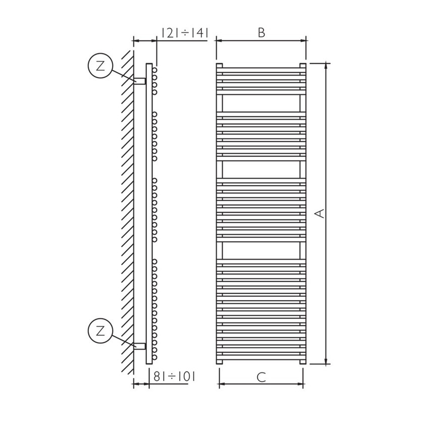 Immagine di Deltacalor HEGO 23 scaldasalviette cromato h 1510 mm HG23150050C