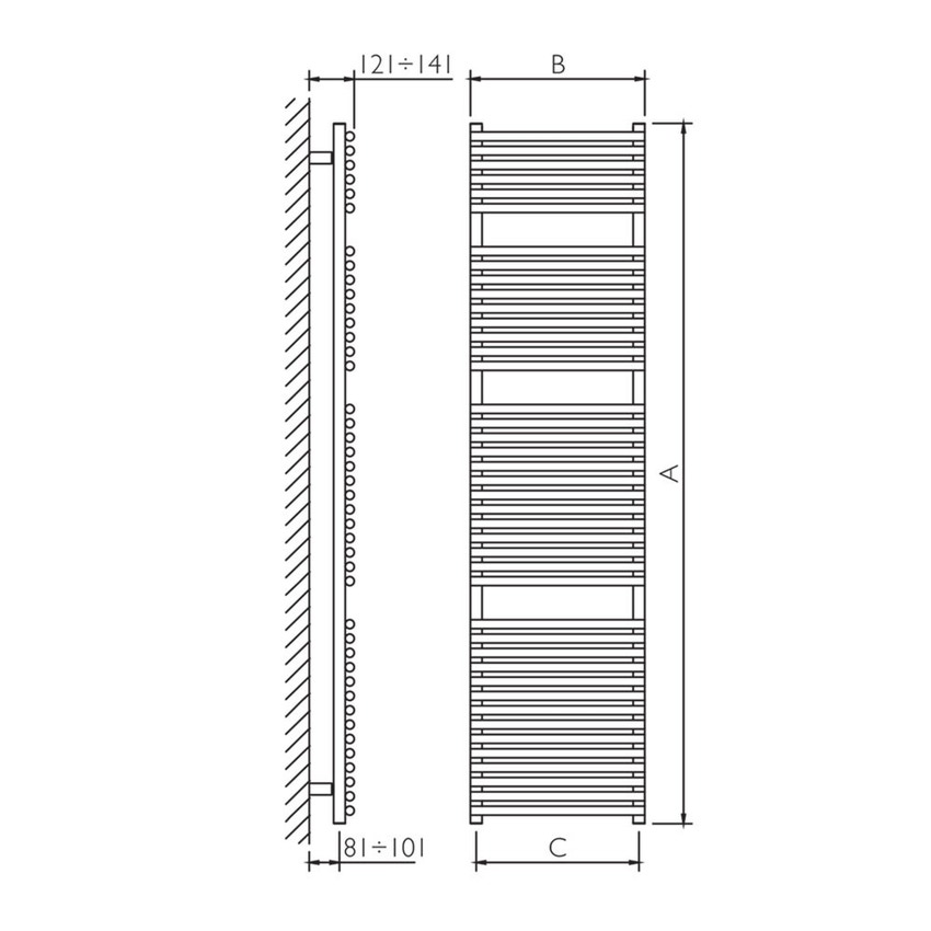 Immagine di Deltacalor HEGO 23 scaldasalviette cromato h 1800 mm HG23181060C