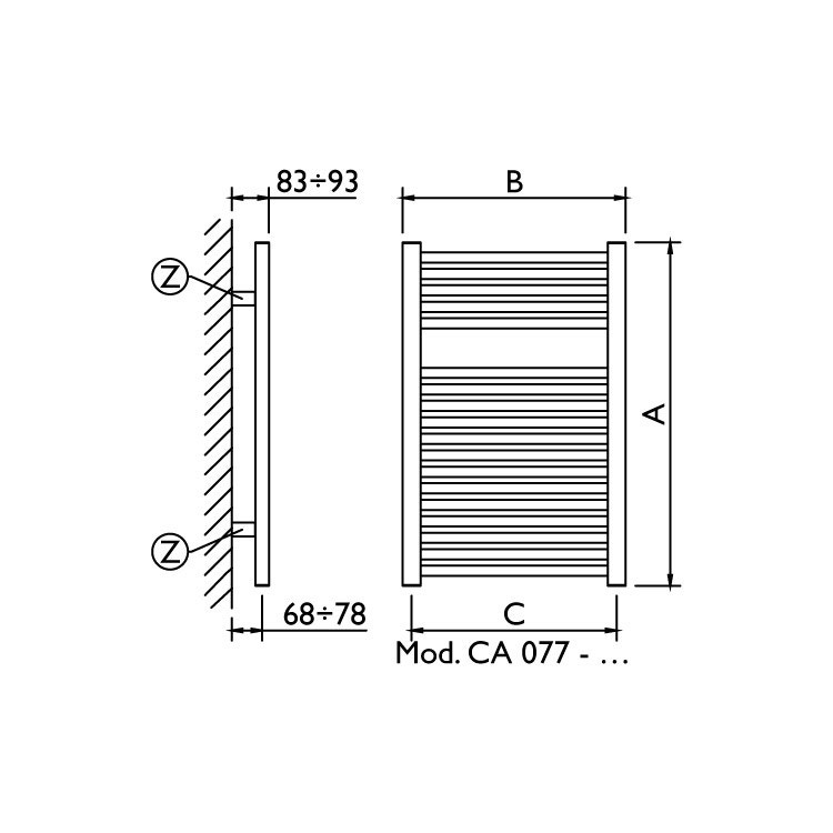 Immagine di Deltacalor CAMBIO scaldasalviette configurazione standard grigio lucido h 770 mm CA077045S7040G