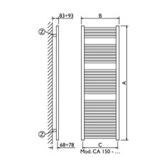 Immagine di Deltacalor CAMBIO scaldasalviette configurazione standard bianco h 1500 mm CA150045B