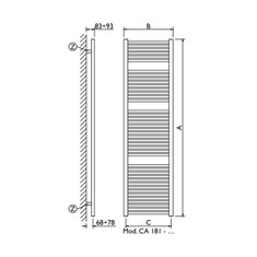 Immagine di Deltacalor CAMBIO scaldasalviette configurazione standard bianco h 1810 mm CA181055B