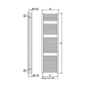 Immagine di Deltacalor CAMBIO scaldasalviette configurazione standard cromato h 1810 mm CA181100C