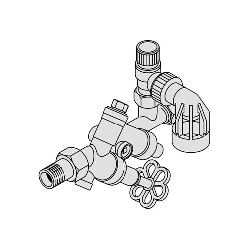 Immagine di Bosch Acc. 1007 Gruppo di sicurezza conforme a UNI 9182 per pressione idrica fino a 4 bar, con valvola di sicurezza con intervento a 6 bar e regolatore di pressione 7719002399