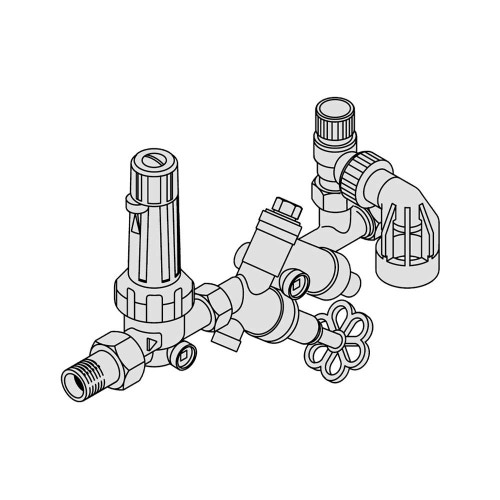 Immagine di Bosch Acc. 1006 Gruppo di sicurezza conforme a UNI 9182 per pressione idrica da 4 a 16 bar, con valvola di sicurezza con intervento a 6 bar e regolatore di pressione a taratura variabile 7719002398