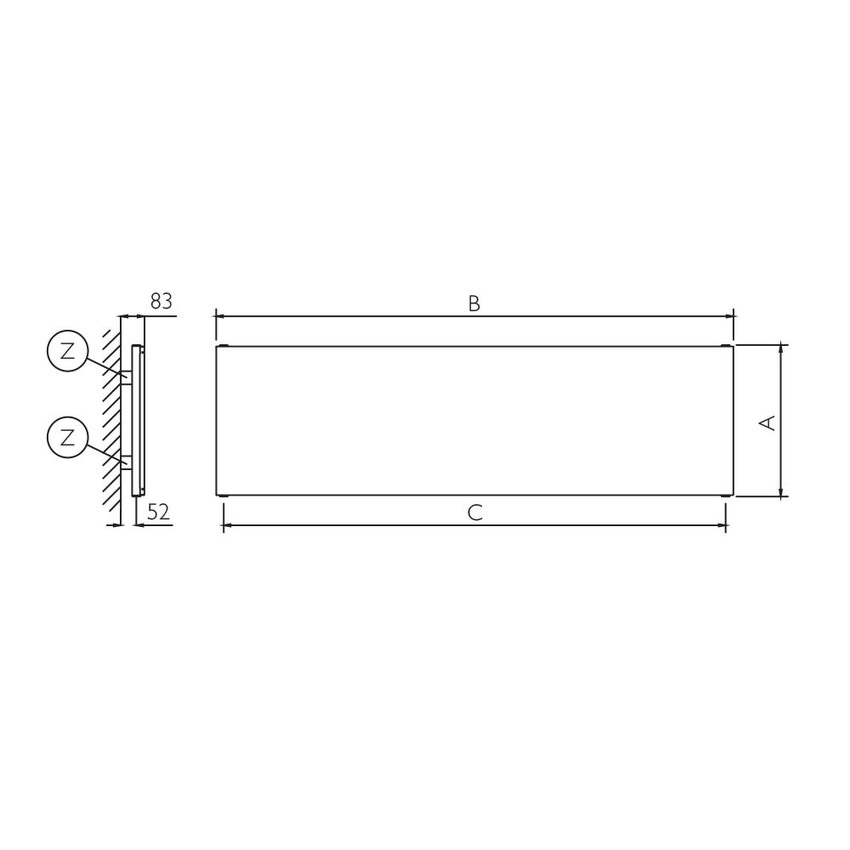 Immagine di Deltacalor PLATE ORIZZONTALE SINGOLO radiatore H.52,8 L.180,5 cm, colore bianco PL1H180052B