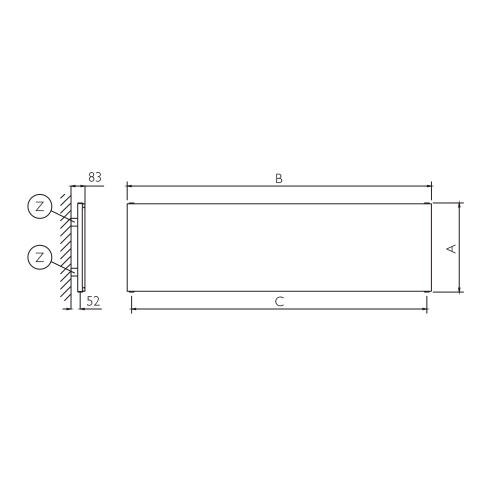 Immagine di Deltacalor PLATE ORIZZONTALE SINGOLO radiatore H.67,6 L.200,5 cm, colore bianco PL1H200067B