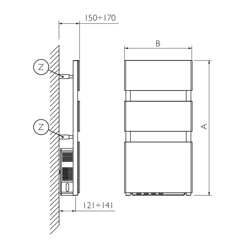 Immagine di Deltacalor DROP ELECTRIC scaldasalviette elettrico bianco H,100,6 L.50,4 cm, colore bianco FYDPE100050TB