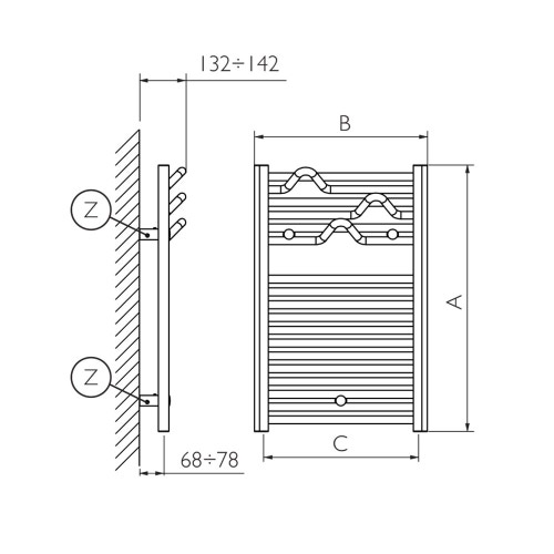 Immagine di Deltacalor AP-UP scaldasalviette bianco h 770 x l 600 mm CAP077060B