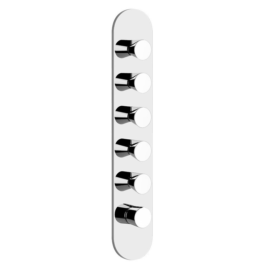Immagine di Gessi CONO miscelatore incasso termostatico alta portata, attacchi da 3/4", installazione verticale/ orizzontale a cinque uscite indipendenti, colore nero finitura opaco 45210#299