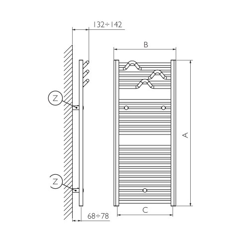 Immagine di Deltacalor AP-UP scaldasalviette bianco h 1177 x l 600 mm CAP120060B
