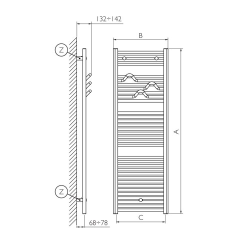 Immagine di Deltacalor AP-UP scaldasalviette bianco h 1510 x l 450 mm CAP150045B