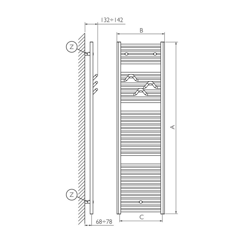 Immagine di Deltacalor AP-UP scaldasalviette bianco h 1806 x l 450 mm CAP181045B