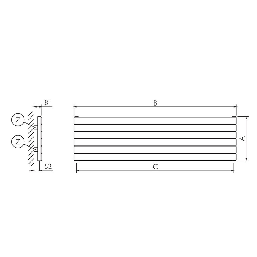 Immagine di Deltacalor FLYLINE ORIZZONTALE SINGOLO radiatore H.67,2 L.90 cm, colore bianco FL1H090009B