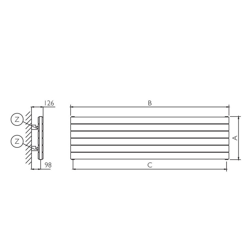 Immagine di Deltacalor FLYLINE ORIZZONTALE DOPPIO radiatore H.67,2 L.120 cm, colore bianco FL2H120009B