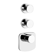 Immagine di Gessi CONO miscelatore incasso termostatico alta portata, attacchi da 3/4", installazione verticale/ orizzontale a due uscite indipendenti, finitura cromo 45234#031