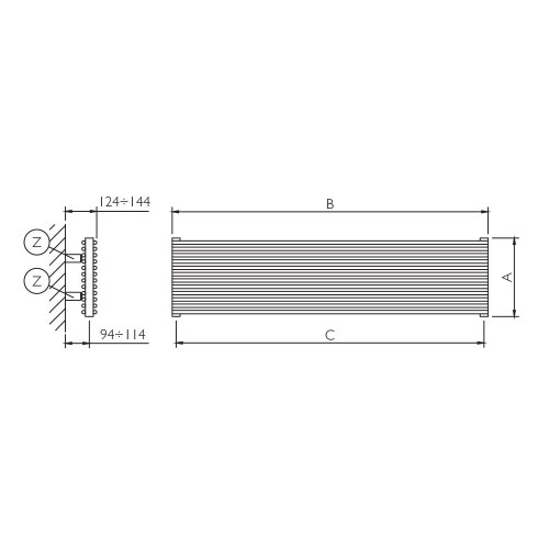 Immagine di Deltacalor HEGOLINE 13 ORIZZONTALE doppio radiatore Bianco h. 1066 x L. 2000 mm HH132H200044B