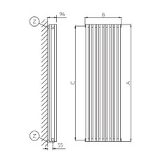 Immagine di Deltacalor HEGOLINE 13 VERTICALE doppio radiatore Bianco h. 1800 x L. 442 mm HH132V180018B