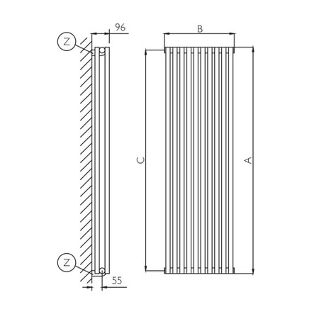 Immagine di Deltacalor HEGOLINE 13 VERTICALE doppio radiatore Bianco h. 1800 x L. 442 mm HH132V180018B