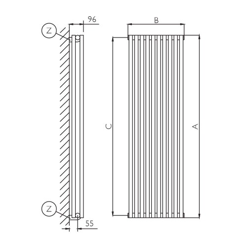 Immagine di Deltacalor HEGOLINE 23 VERTICALE doppio radiatore Bianco h. 400 x L. 666 mm HH232V040018B