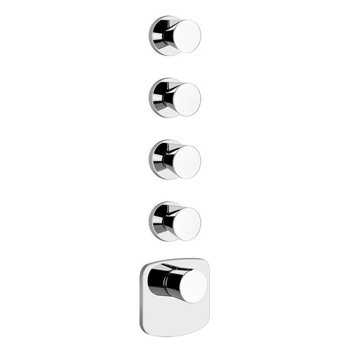 Immagine di Gessi CONO miscelatore incasso termostatico alta portata, attacchi da 3/4", installazione verticale/ orizzontale a quattro uscite indipendenti, finitura cromo 45238#031