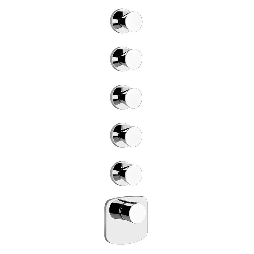 Immagine di Gessi CONO miscelatore incasso termostatico alta portata, attacchi da 3/4", installazione verticale/ orizzontale a cinque uscite indipendenti, finitura black metal PVD 45240#706