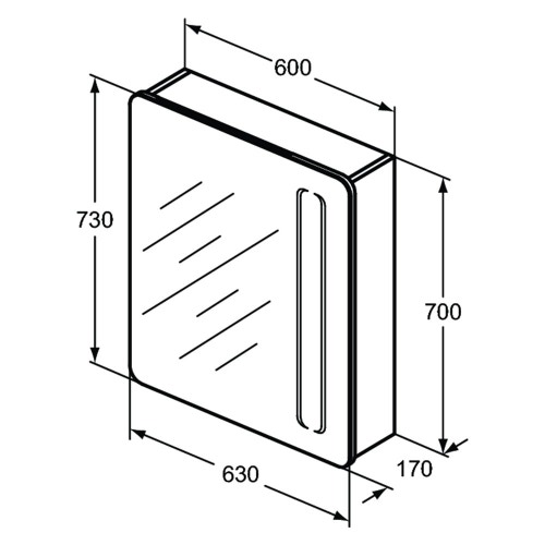 Immagine di Ideal Standard Specchio contenitore L.60 H.70 P.17 cm, con anta a specchio interno/esterno, finitura alluminio T3373AL
