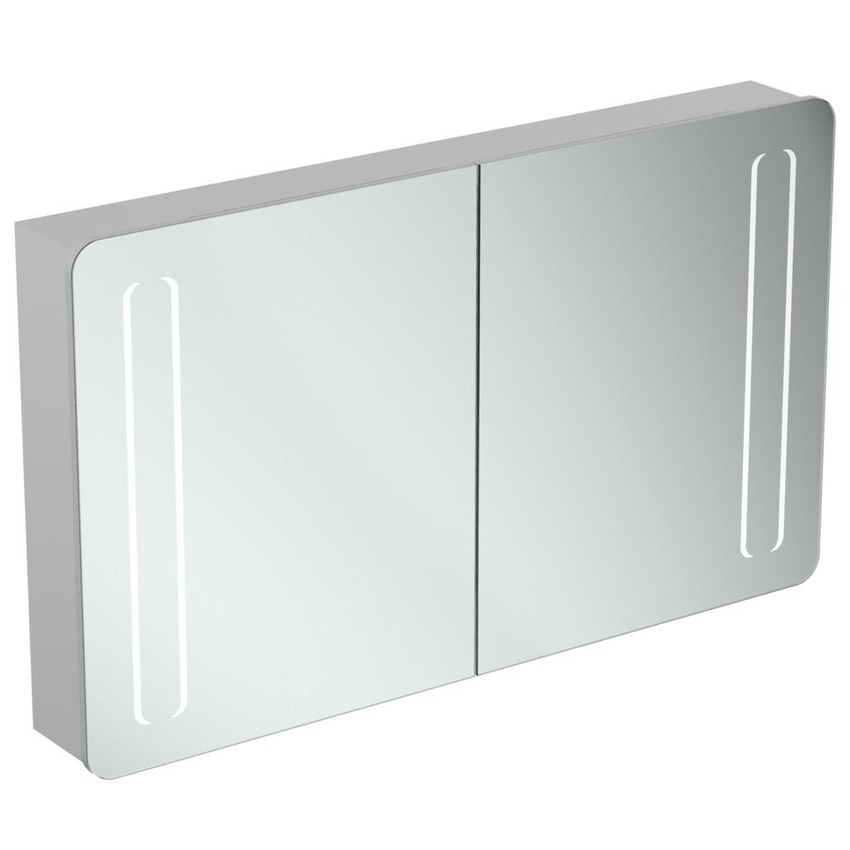 Immagine di Ideal Standard Specchio contenitore L.120 H.70 P.17 cm, con ante a specchio interno/esterno, finitura alluminio T3425AL