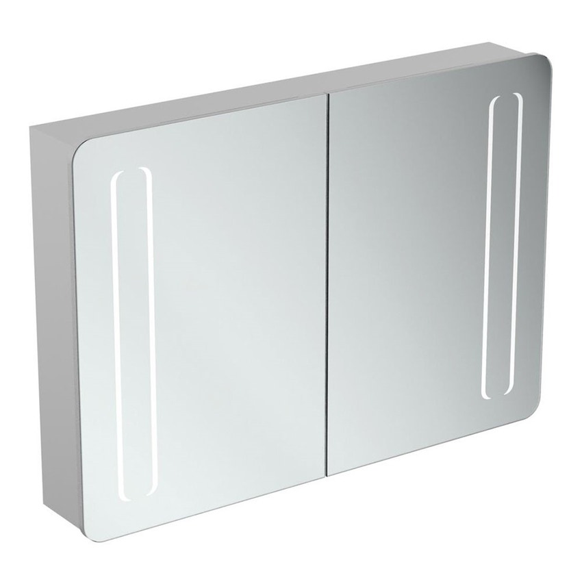 Immagine di Ideal Standard Specchio contenitore L.100 H.70 P.17 cm, con ante a specchio interno/esterno, finitura alluminio T3389AL