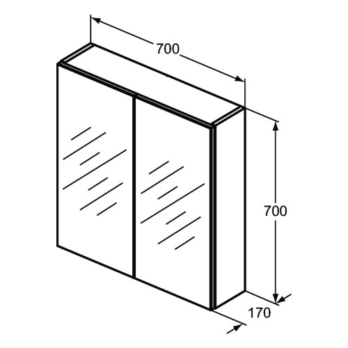 Immagine di Ideal Standard Specchio contenitore L.70 H.70 P.17 cm, con specchio ingranditore interno, finitura alluminio T3439AL