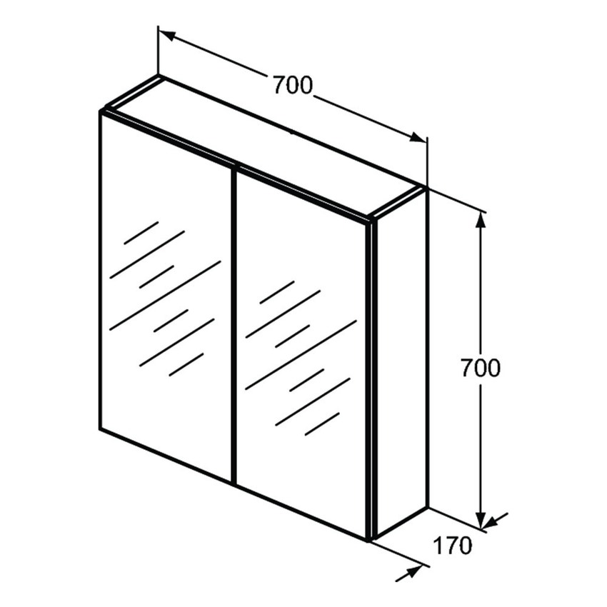 Immagine di Ideal Standard Specchio contenitore L.70 H.70 P.17 cm, con specchio ingranditore interno, finitura alluminio T3439AL