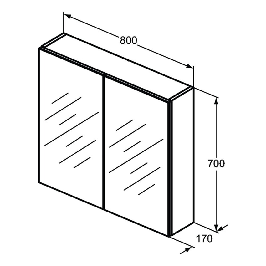 Immagine di Ideal Standard Specchio contenitore L.80 H.70 P.17 cm, con specchio ingranditore interno, finitura alluminio T3442AL