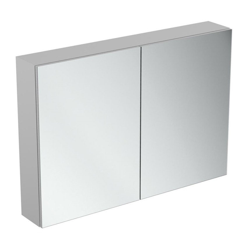 Immagine di Ideal Standard Specchio contenitore L.100 H.70 P.17 cm, con specchio ingranditore interno, finitura alluminio T3498AL