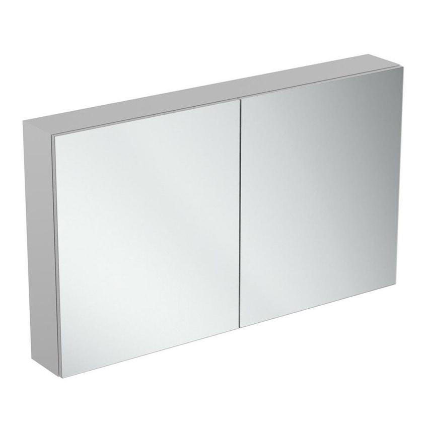 Immagine di Ideal Standard Specchio contenitore L.120 H.70 P.17 cm, con specchio ingranditore interno, finitura alluminio T3499AL