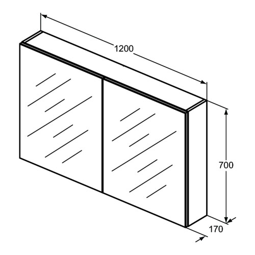Immagine di Ideal Standard Specchio contenitore L.120 H.70 P.17 cm, con specchio ingranditore interno, finitura alluminio T3499AL